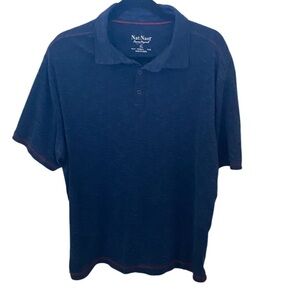 Nat Nast Men's Navy Polo Shirt with Red Accents. Size XL.